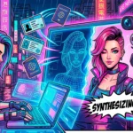 Комикс-иллюстрация: ИИ-криэйтор генерирует виртуальную веб модель на ноутбуке, обходит KYC верификацию и зарабатывает криптовалюту на платформе Girlswork